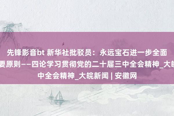 先锋影音bt 新华社批驳员：永远宝石进一步全面深化改进的紧要原则——四论学习贯彻党的二十届三中全会精神_大皖新闻 | 安徽网