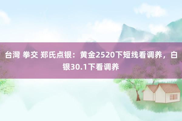 台灣 拳交 郑氏点银：黄金2520下短线看调养，白银30.1下看调养