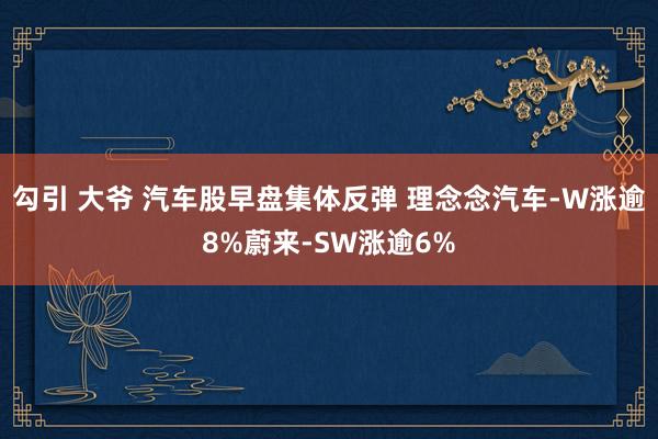 勾引 大爷 汽车股早盘集体反弹 理念念汽车-W涨逾8%蔚来-SW涨逾6%