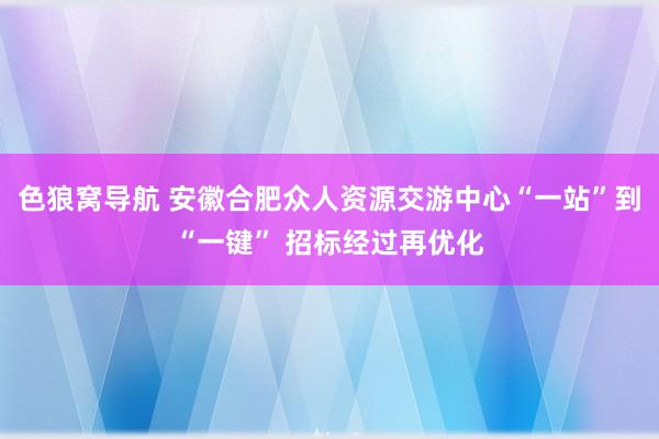 色狼窝导航 安徽合肥众人资源交游中心“一站”到“一键” 招标经过再优化